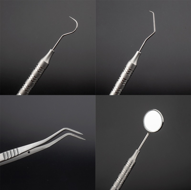 Dental Mirror Probe - ชุดเครื่องมือทันตกรรม 3 ชิ้น/ชุด ประกอบด้วยกระจกตรวจฟัน หัวตรวจฟัน และแหนบ