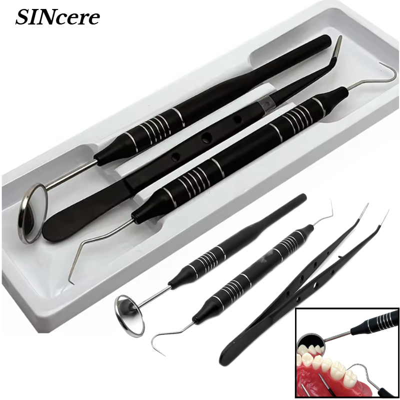Dental Mirror Probe - ชุดกระจกตรวจฟัน 3 ชิ้น/ชุด พร้อมที่เกี่ยว ตะขอ คีม
