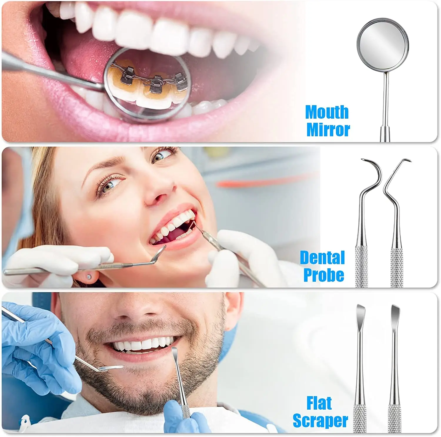 3 pcs/4 pcs สแตนเลสทันตแพทย์เค - Dental Mirror Probe บทวิจารณ์และราคา